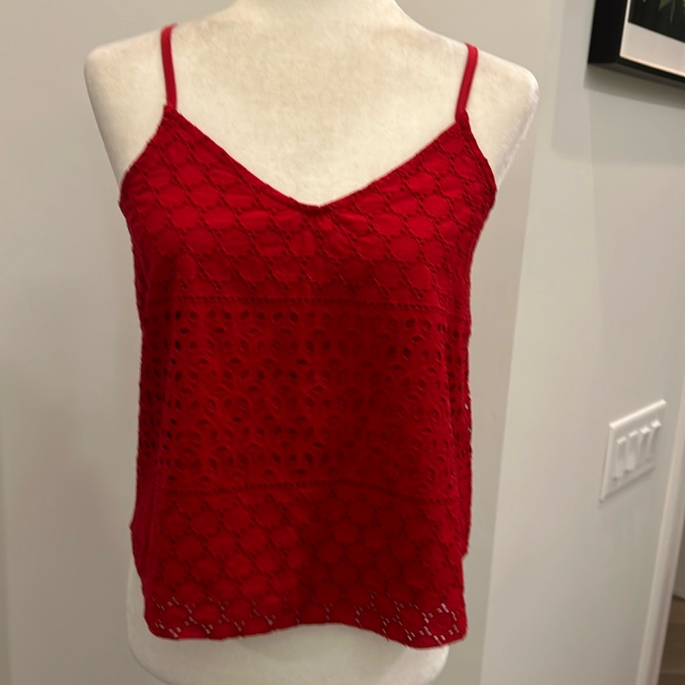 NWT- Hollister Spaghetti Straps Eyelets Red Cropped Top. Size S
